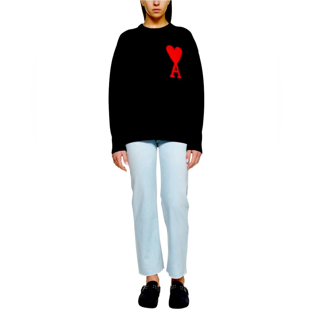AMI Paris Logo Intarsia Crewneck Knitted Jumper